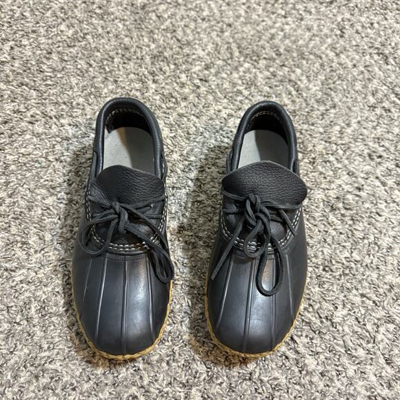 LL Bean Black Duck Boot Low Top Rain Shoes Men's Size 7 Made in USA - Picture 1 of 8